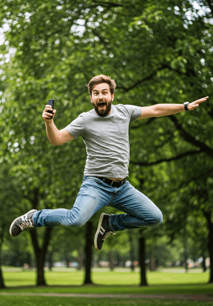 emprendedor feliz con su nueva Sistema automatizado de contacto con Tarjeta Inteligente con IA