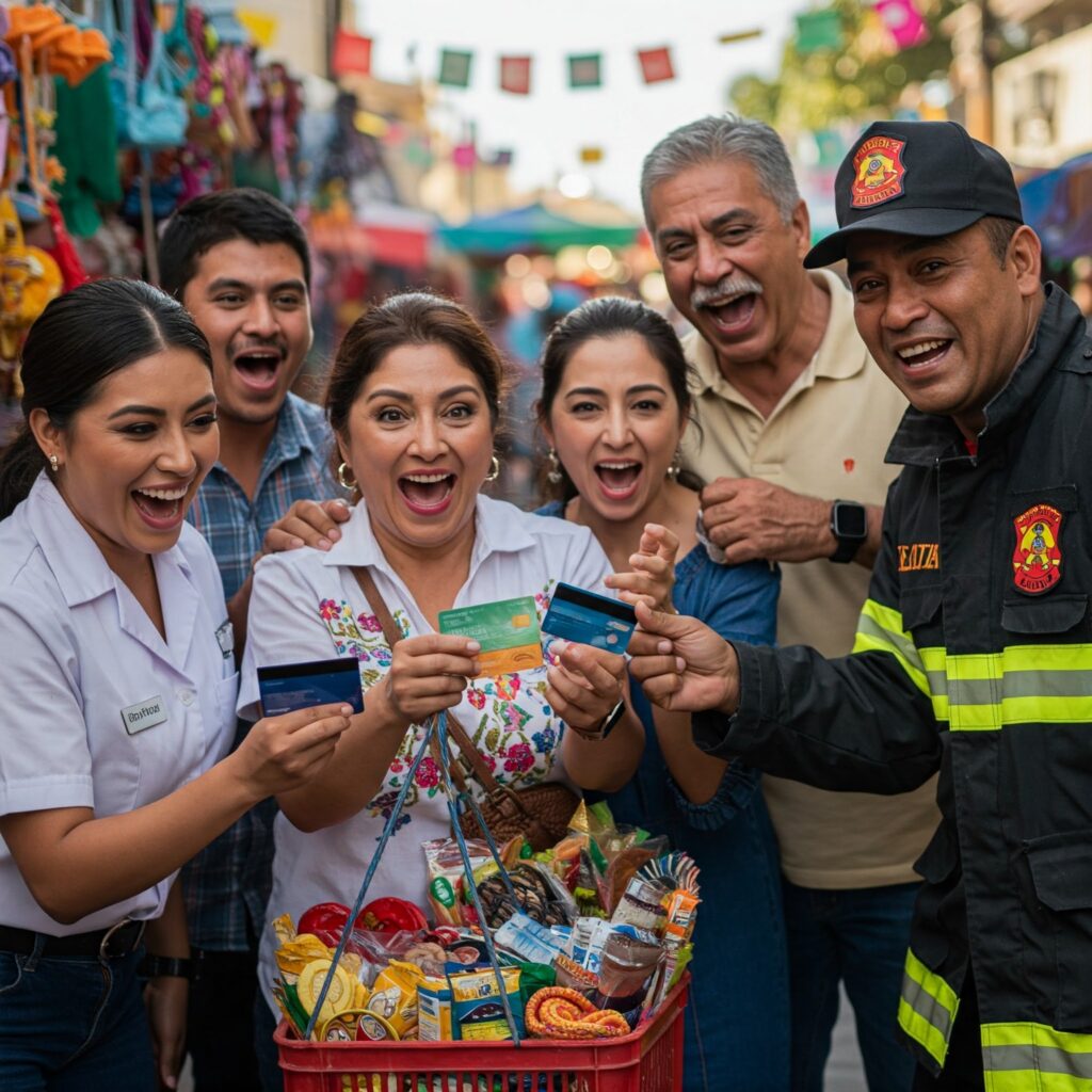 emprendedsores felices comprando su tarejta de presentacion inteligente