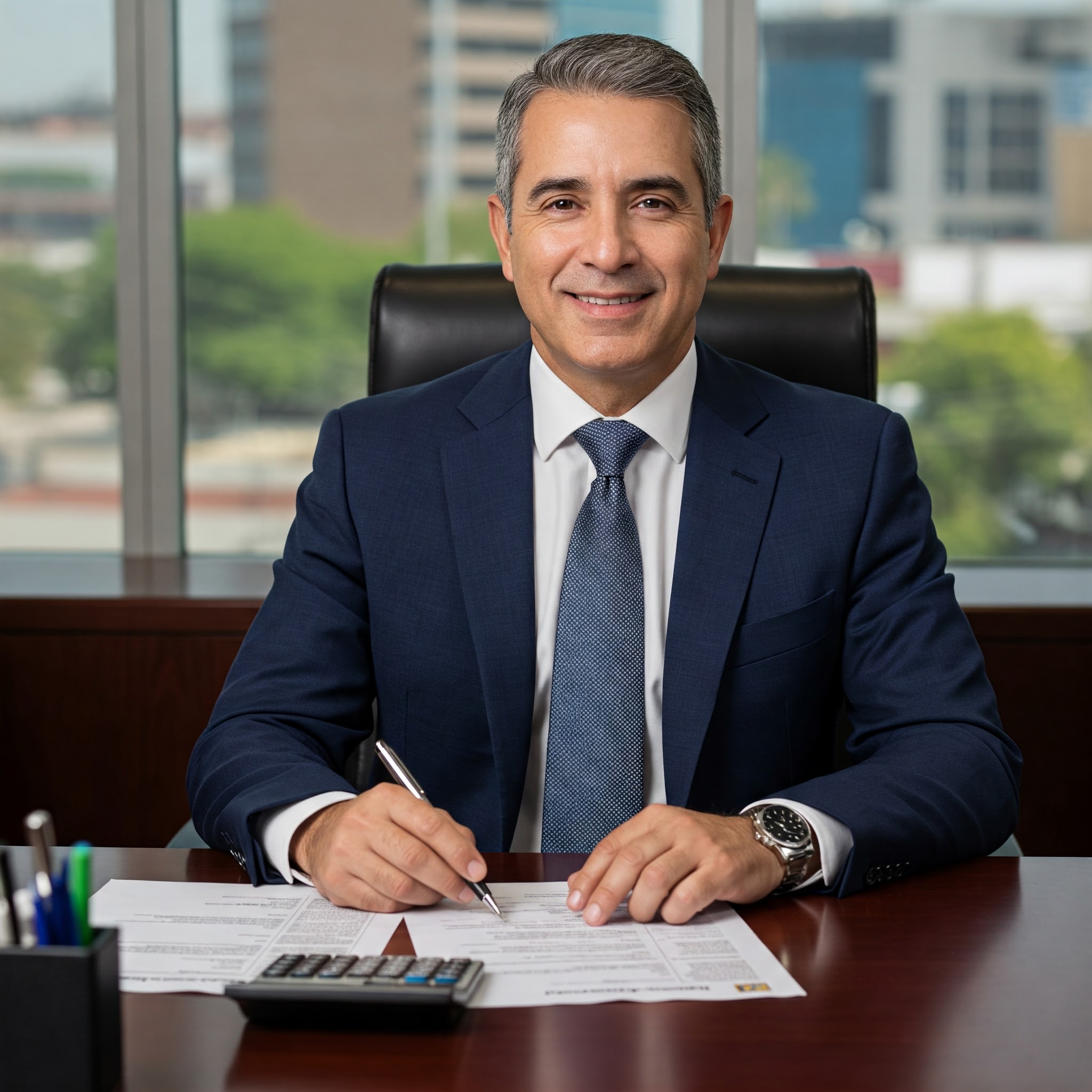 un ejecutivo de seguros feliz con su embudo de venta con IA