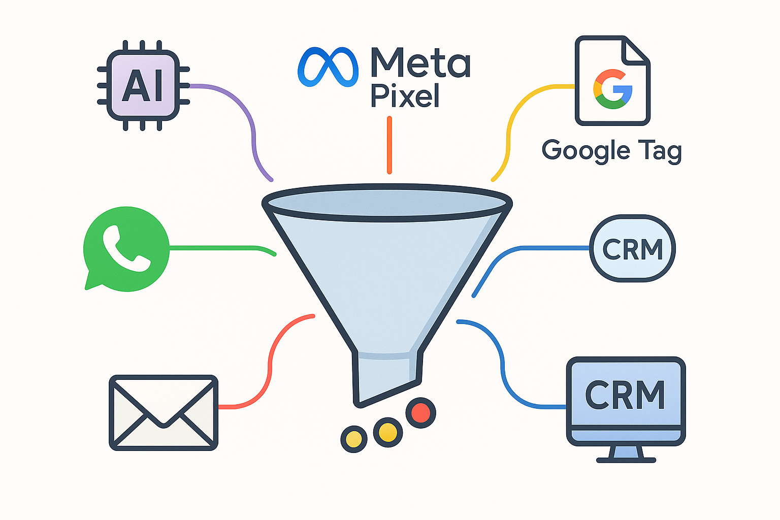 Sistema automatizado de ventas con embudo digital, IA, y APIs de Meta y Google integradas